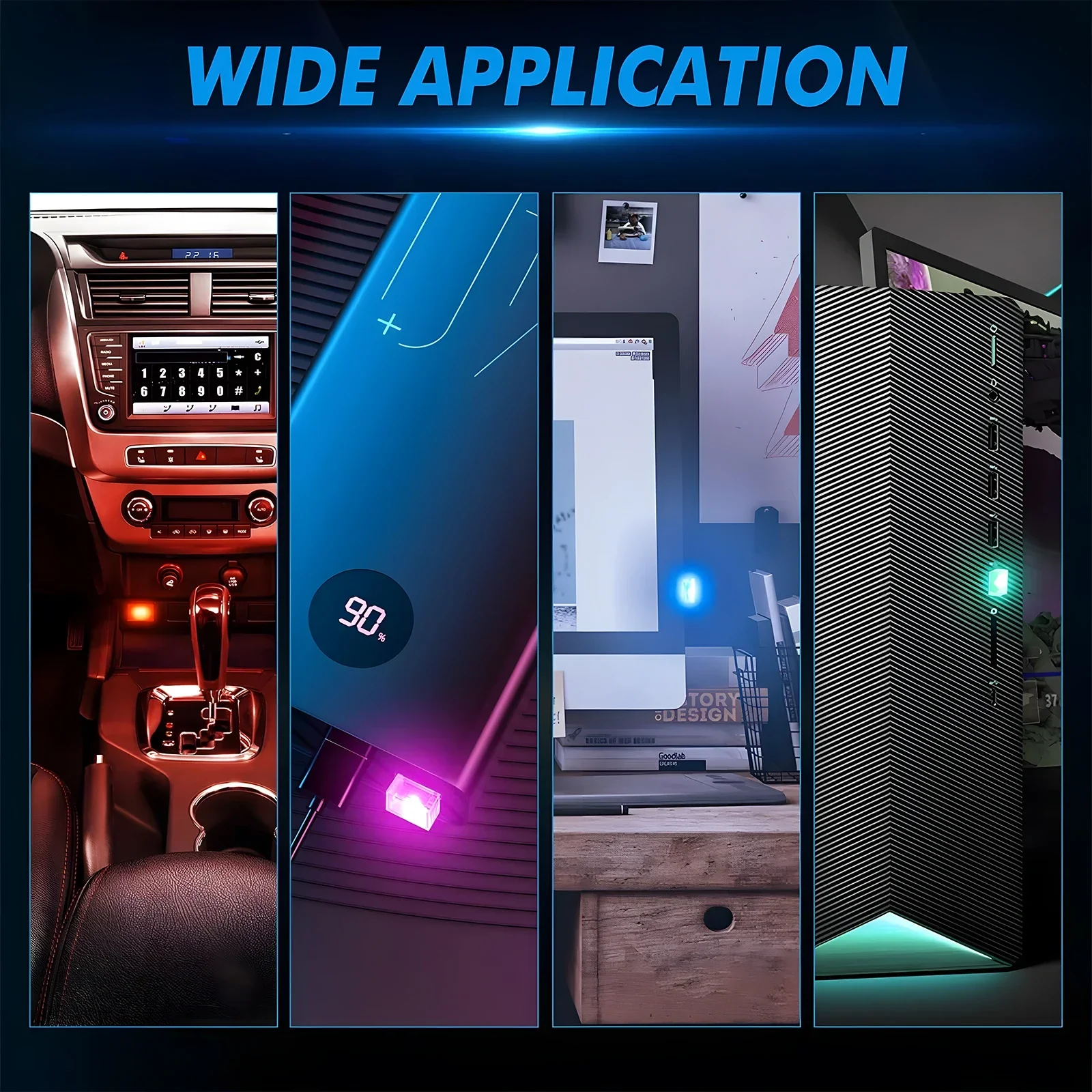 USB صغير سيارة ضوء العالمي المحمولة USB مصباح لتهيئة الجو تيار مستمر 5 فولت USB LED سيارة الإضاءة الداخلية عدة لأجهزة الكمبيوتر المحمول ليلة المنزل مكتب #6