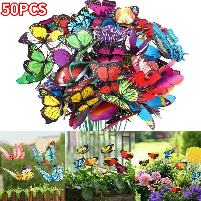 Bunch of Butterflies Garden Yard Planter Colorful Whimsical Butterfly Stakes Decoracion Outdoor Wedding Party Decoration