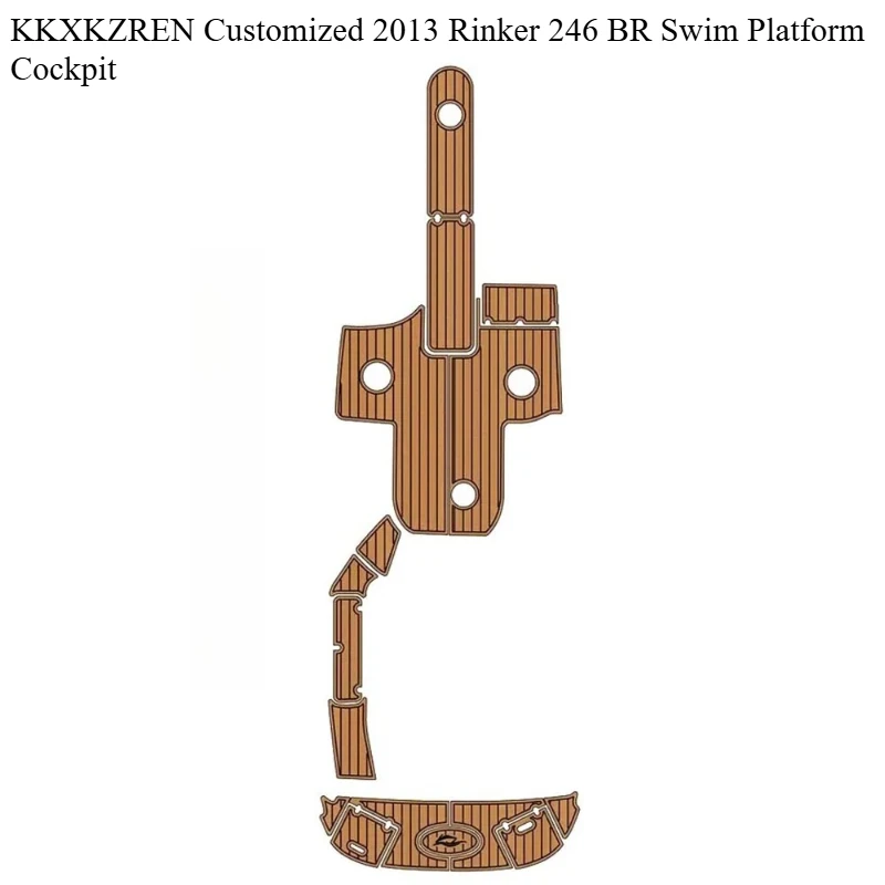 

KKXKZREN Custom 2013 Rinker 246 BR Swim Platform Cockpit Marine EVA Foam Boat Deck Sheet Pad Self-adhesive Faux Teak Floor Mat