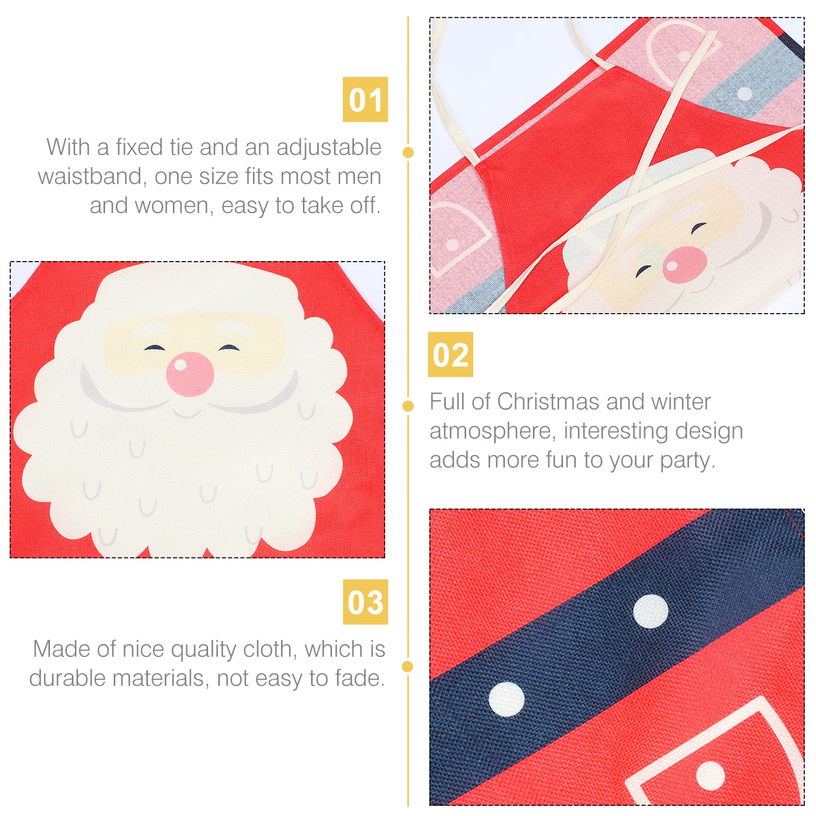 

Apron Xmas Santa Claus Christmas Costumes for Adults Holiday Aprons with Pockets Barbecue Cooking Elder