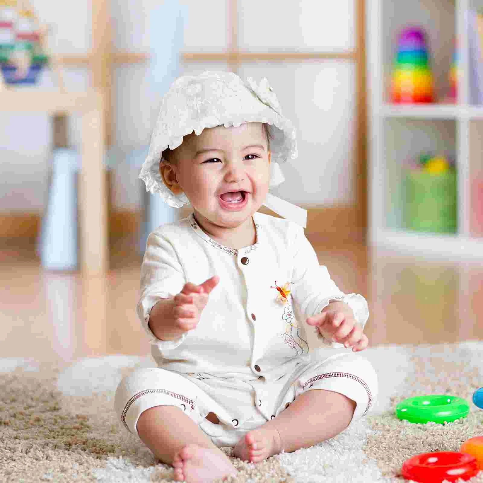 Cappello da bambino in pizzo per ragazze Berretto da neonato Cintura regolabile in materiale morbido Perfetto per l'uso quotidiano all'aperto Stile servizio fotografico per bambini