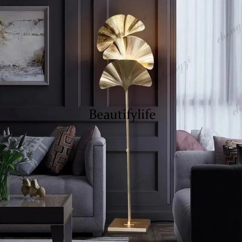 R134 Ginkgo Biloba Leaf Living Room Bedroom Bedside Table Lamp New Chinese Decoration High-end Atmosphere Floor Lamp