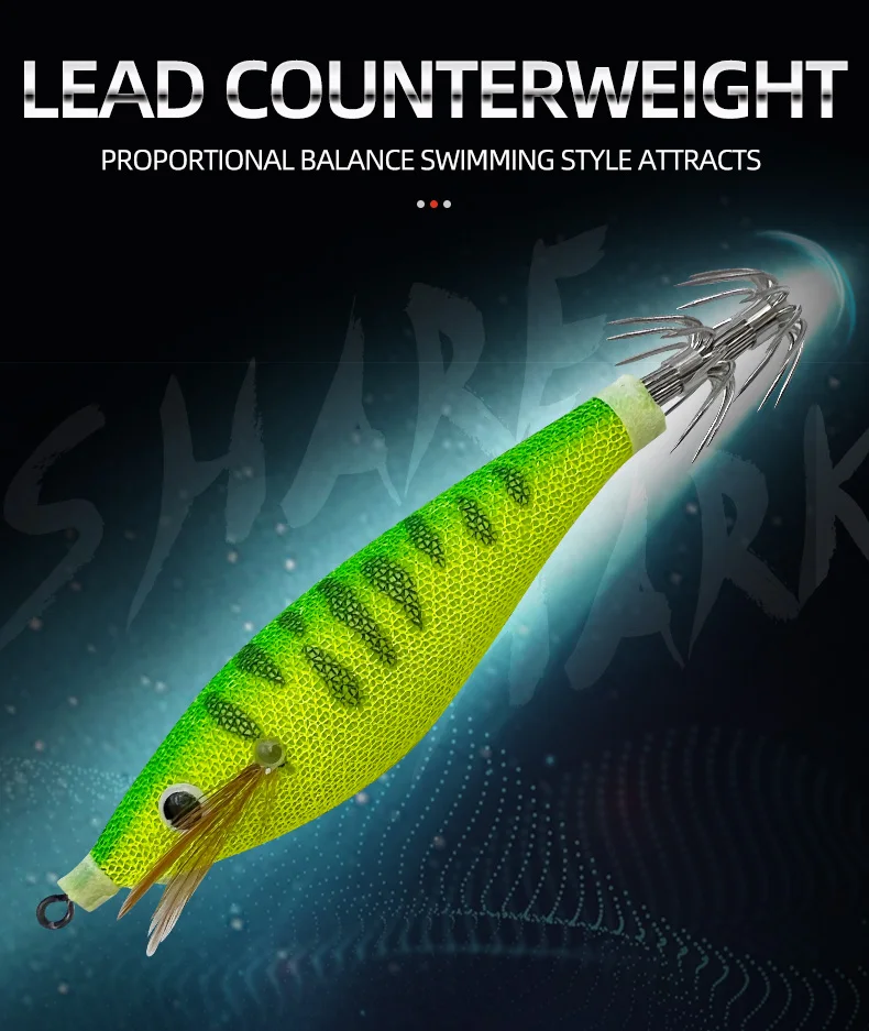 ShareShark 5/10 Stück Leuchtende Holz-Garnelen-Tintenfisch-Haken 10cm/10g Horizontale Garnelen-Angelköder Künstlicher Rundbauchköder – Detail 4