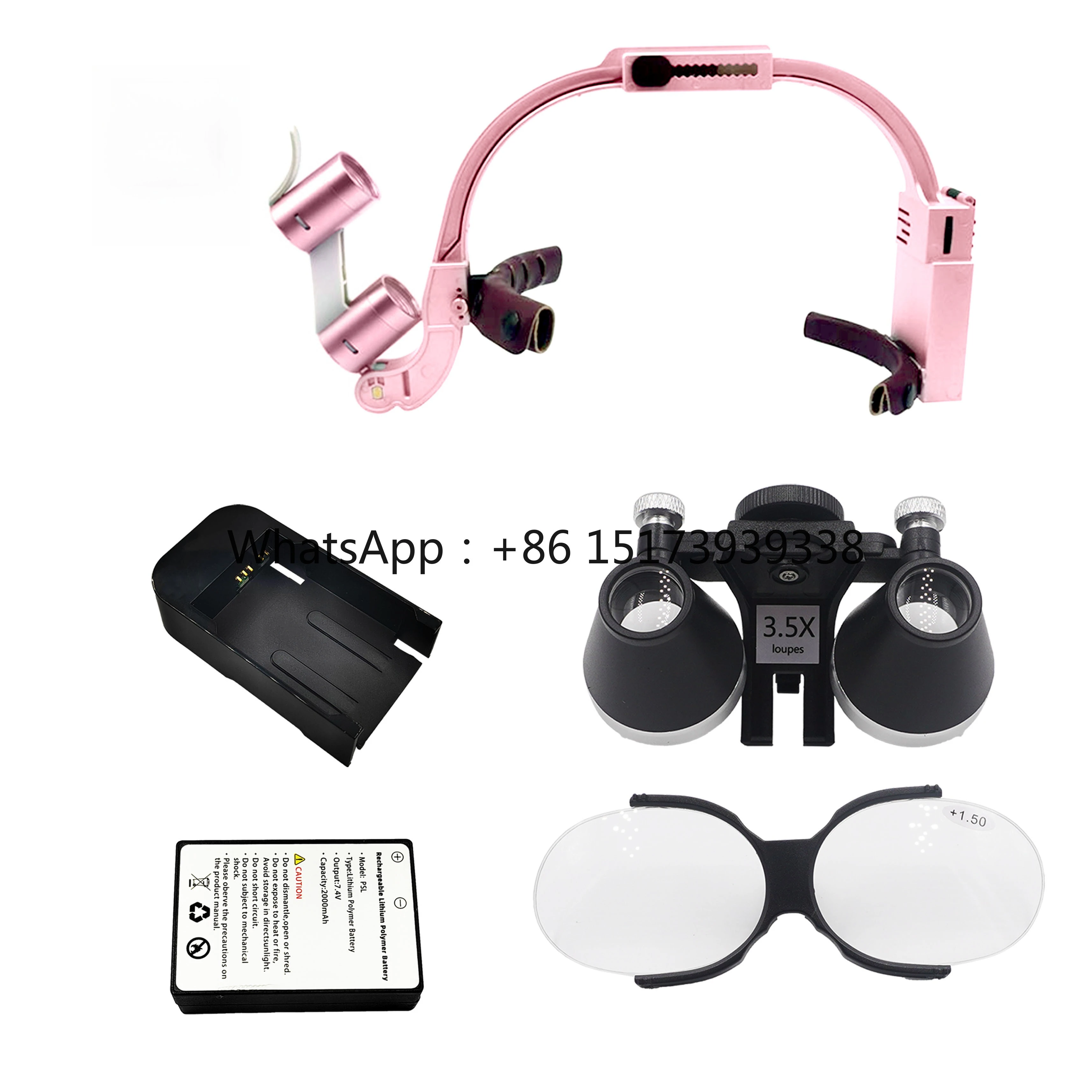 3.5X Pink Dental Loupes LED Headlight Magnifying Glasses Surgical