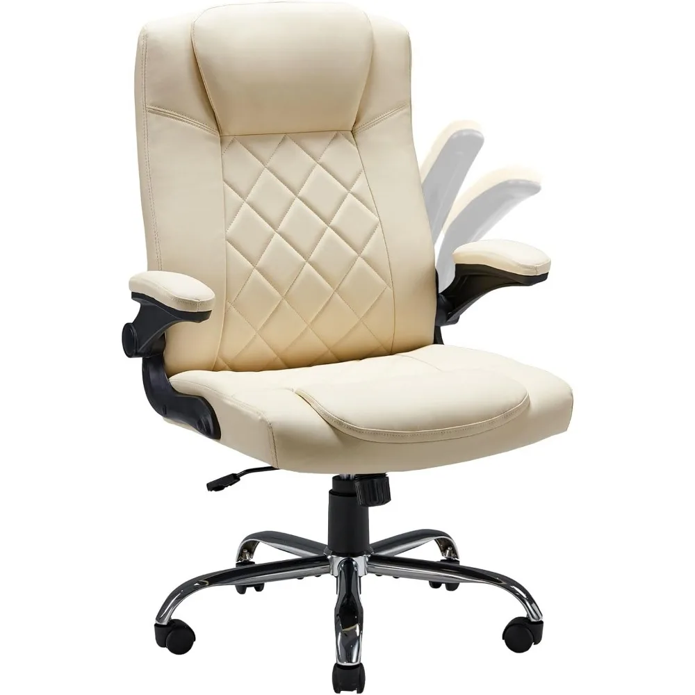 

Executive Office Chair w/Flip-Up Arms Managerial Home Desk Chair w/Lumbar Support Adjustable PU Leather Ergonomic Computer Chair