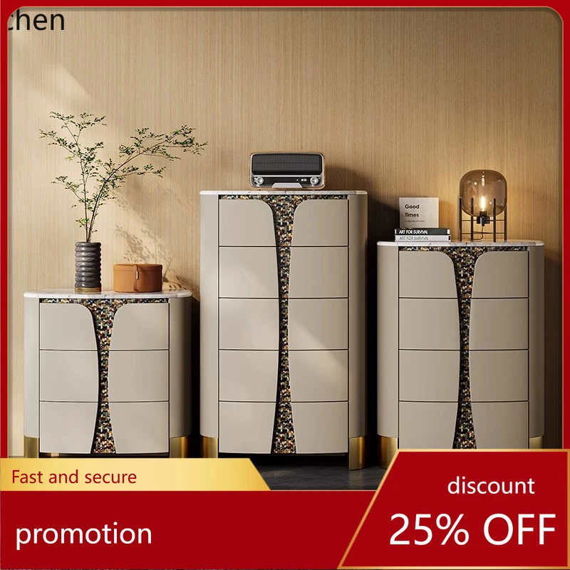 ZML chest of drawers modern premium bedroom lacquered marble storage drawers three or four bucket cabinets