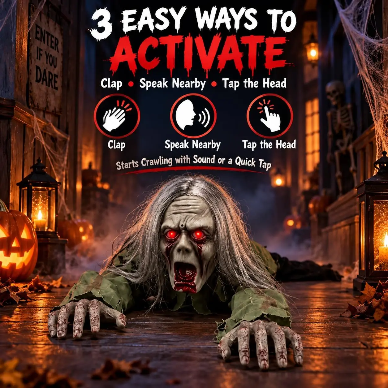 Halloween Zombie Crawler, Sound Activated Crawling Zombie Prop