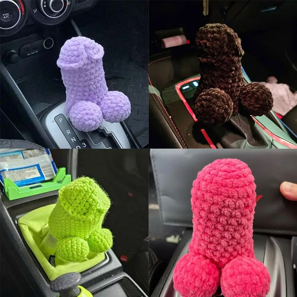 

Creative Car Gear Shift Lever Cover Sleeve Protector Knob Shape Sweater Lever Gear Sleeve Gear Shifter Decoration Cock Knit V6N9