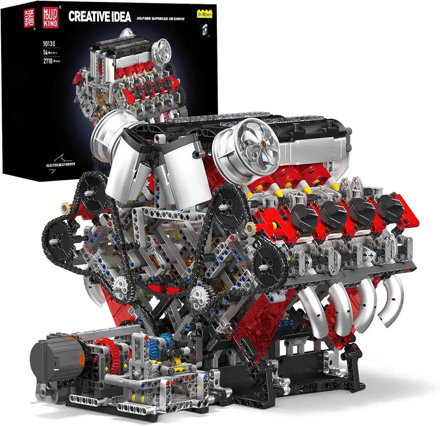 

V8 Engine Model Kit That Runs - MOC Engineering Building Blocks Set With Battery and Motor - STEM Toys for Kids and Adults, 2718
