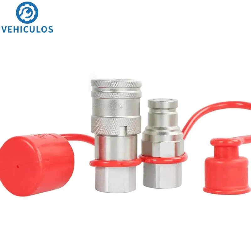

3/8" Flat Face Hydraulic Quick Connect Coupler Set w/Dust Caps 3/8" NPT Thread Replaceable Accessories