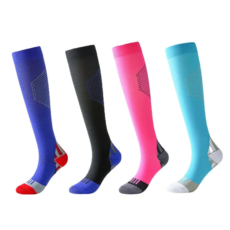 Calze a compressione Unisex Fitness Bicycle Running Calf calze sportive a nido d'ape vene Varicose elastiche circolazione sanguigna del diabete