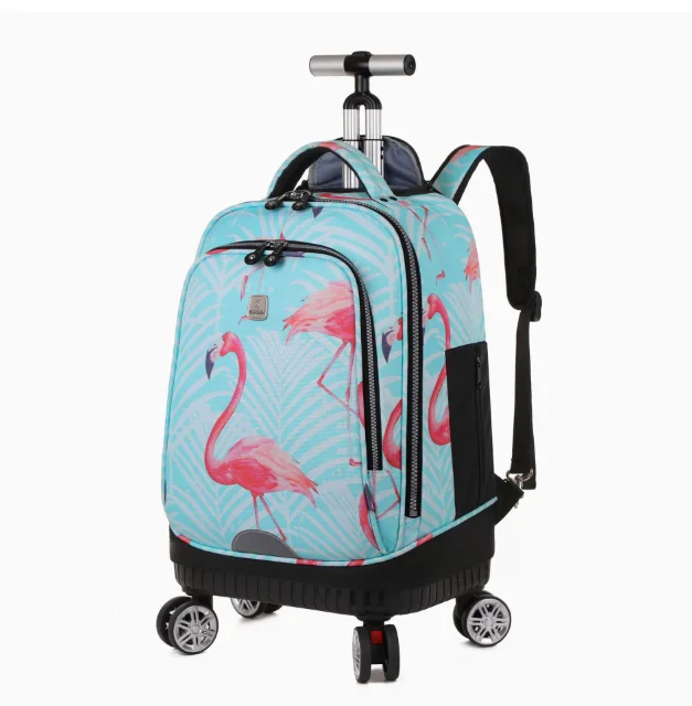 Boys Travel Wheeled Laptop Bags Backpack Durable Carry on Bag School Travel Trolley Suitcases 19 Inch Rolling Backpack for Girls