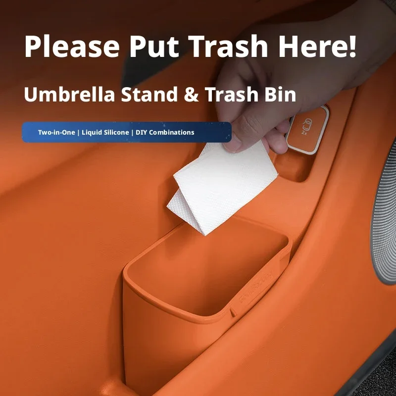 

Car Door Pocket Organizer Universal Silicone Multi-Functional Trash Bin Umbrella Storage Holder Accessory