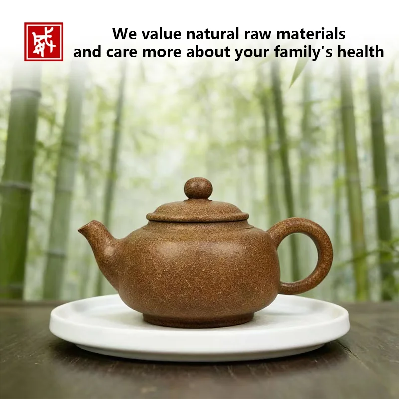 

Authentic Yixing Longshan Mingsha Zisha Teapot 300ml, 1280℃ High Fired Sesame Duan Clay, Handmade Gongfu Tea Pot for Puer Oolon