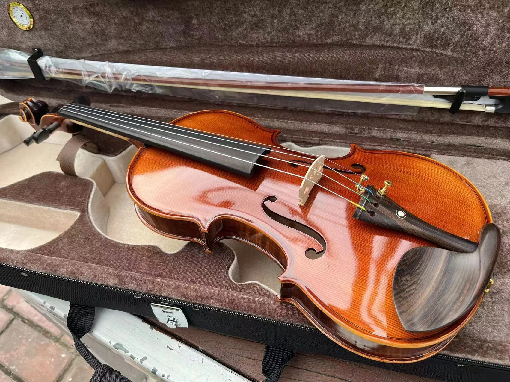 Italian retro brown Handmade Violin 4/4 3/4 Stradivari aldult Student Beginner Tiger Maple Violin musical instrument with case