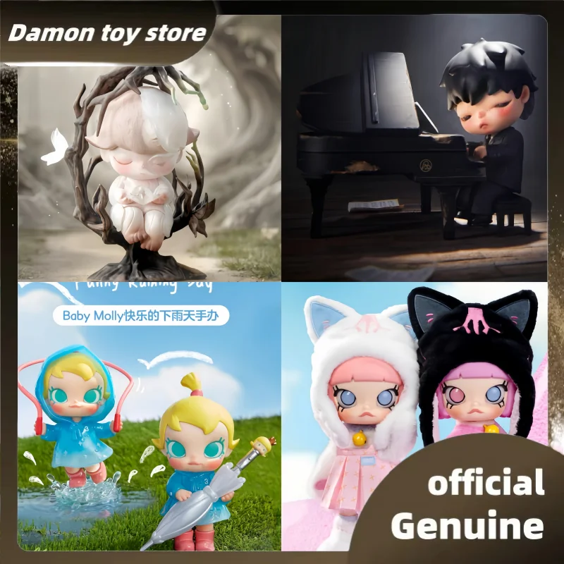 

Genuine Dimoo Fall Into A Dream Baby Molly Funny Raining Day Hirono The Pianist Action Figures Collectible Model Customized Gift
