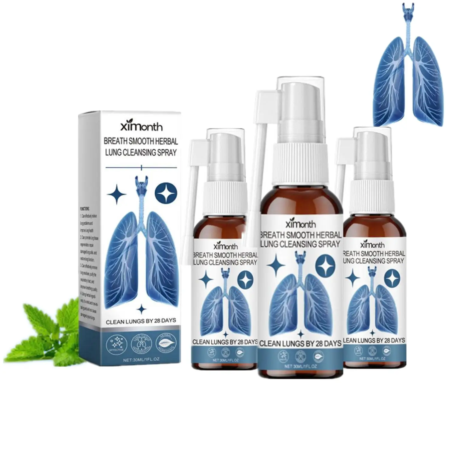 

3pcs 30ml Herbal Lung Cleanse Mist – Powerful Lung Support Mist Herbal Herbal Spray Health & Care Lung Breathe Cleanse