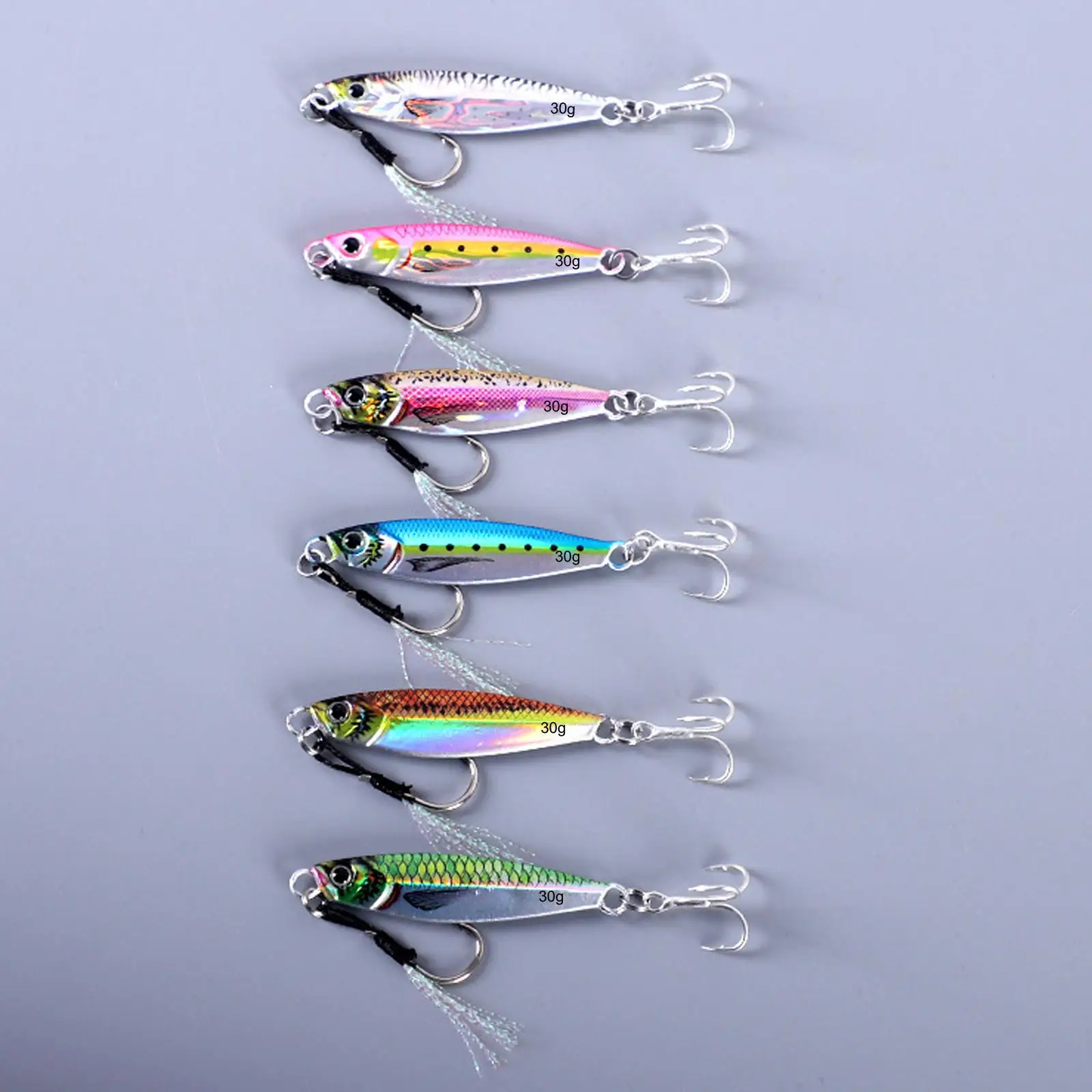 6x Fishing Lures Baits Realistic Hard Baits Vertical Rainbow Micro Spoon Jig