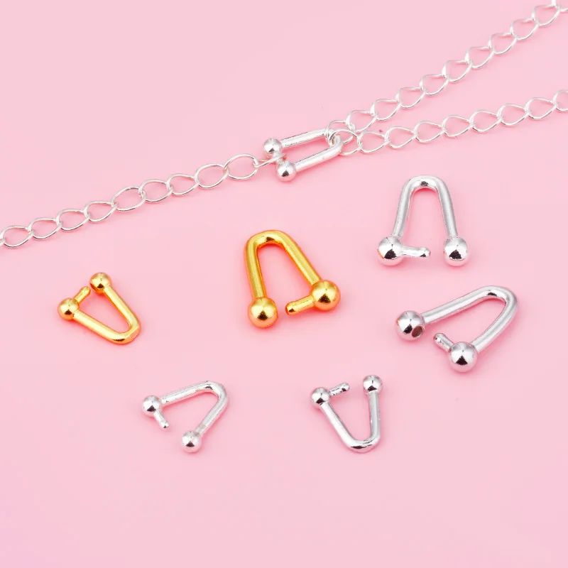 S925 Sterling Silver U-buckle Connection Accessories Gold-plated diy earrings Pendant chain necklace Finishing buckle
