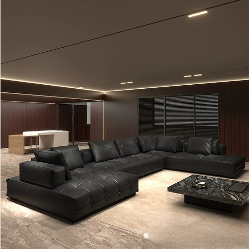Soft decoration first layer leather sofa combination simple modern leisure living room full leather sofa