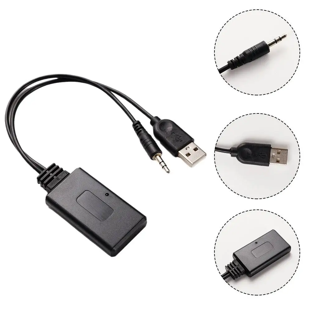 High Quality Universal Car 12V bluetooth Module Adapter Stereo Cable AUX-IN 3.5MM Jack Wireless Radio Adapter Aux USB NEW