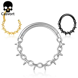 Casvort 1PCS Cool G23 Titanium Nose Rings Tragus Thick Septum Hinged Clip Earrings Piercing Body Jewelry Cartilage Hoop Punk New