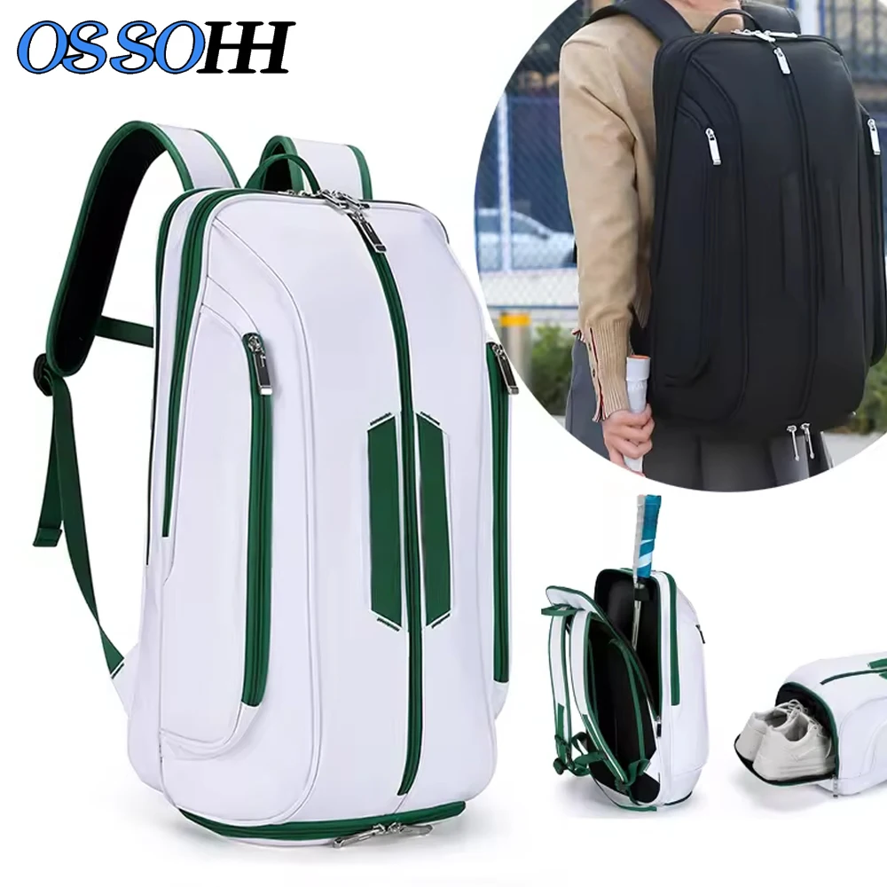 Tennis Bags for Women, Waterproof Tennis Sling Crossbody Backpack Holds 2 Rackets Tennis Racket Bag for Pickleball & Badminton
