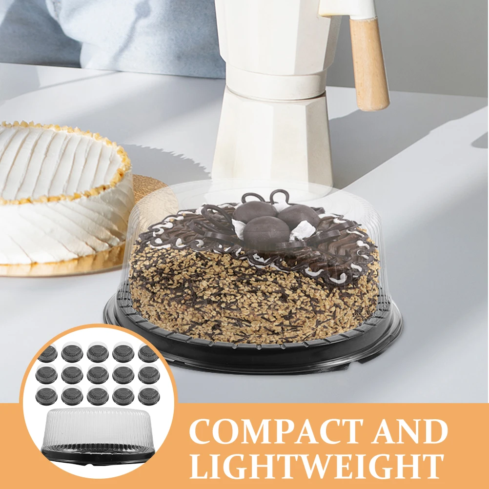 

20pcs Cake Box Bakery Container Lid Round Plastic Storage Dessert Packaging for Birthday Wedding Party Portable Reusable Clear