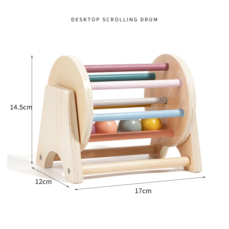 Wooden Rolling Drum Infant Enlightenment Montessori Early Education Logical Thinking Training Hand-Eye Coordination Wooden Toy