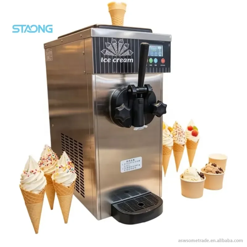 Professional 3 Flavor Soft Serve Ice Cream Machine Portable Stainless Steel for Restaurant Cafe Snack Bar High Efficiency