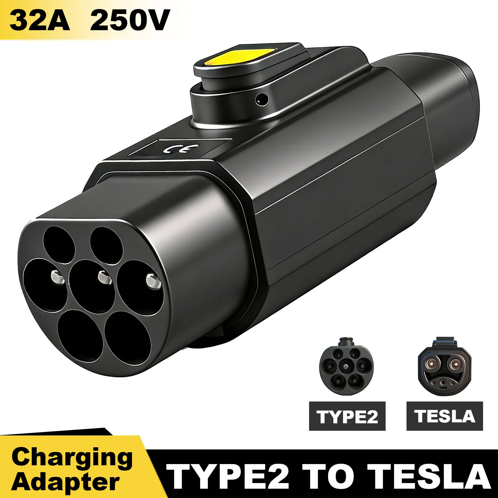 Type2-테슬라 EV 충전 어댑터 7.2KW 32A 110V-250V Type2-NACS 변환기(테슬라 모델 3 Y S X 전기차 충전용)