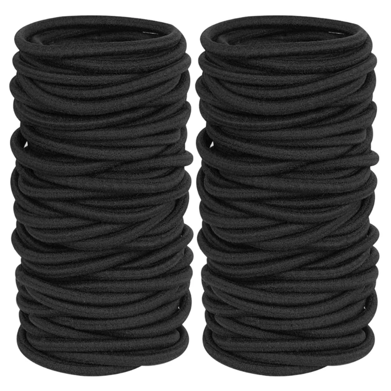 Set of 100 Black Hair Elastics, No Snagging or Tangling Household Supplies Dropship