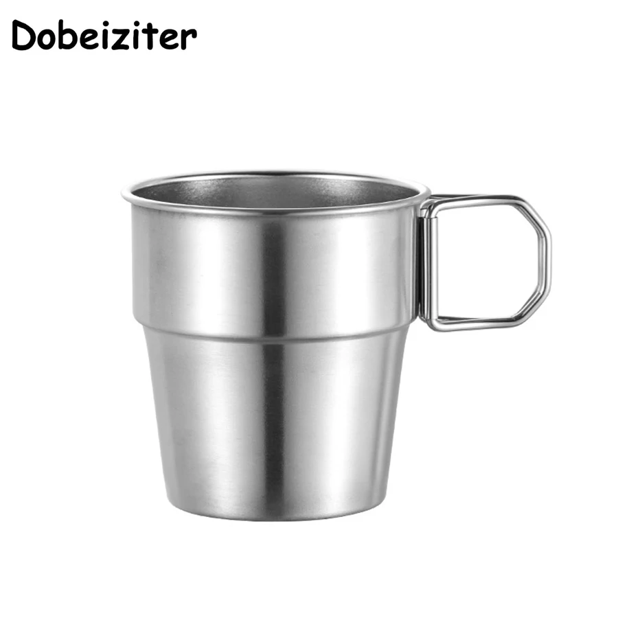 Foldable Handle Beer Wine Cup Stainless Steel Drink Milk Coffee Travel Mug Outdoor Drinkware for Picnic Camping