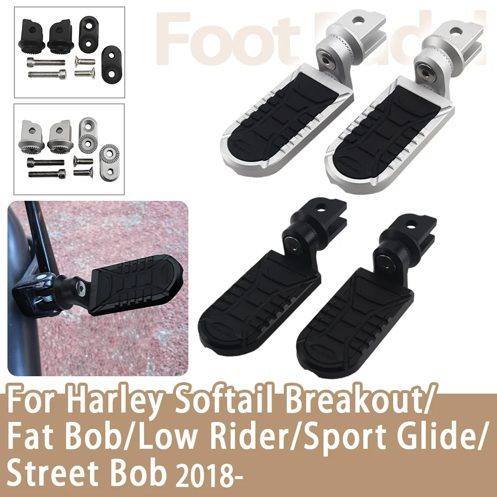

Rider Rotatable Foot Rests Pedals For Harley Softail Street Bob 114 FXBB Breakout Motorcycle Adjustable Extend Lowering FootPegs