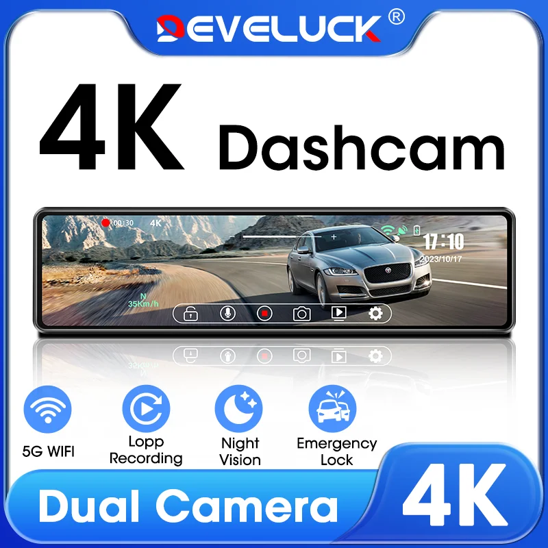 

4K Car DVR 1080P Rear Camera Dash Cam for Vehicle Video Recorder Front and Rear Dual Lens Night Vision G-Sensor Loop Recording