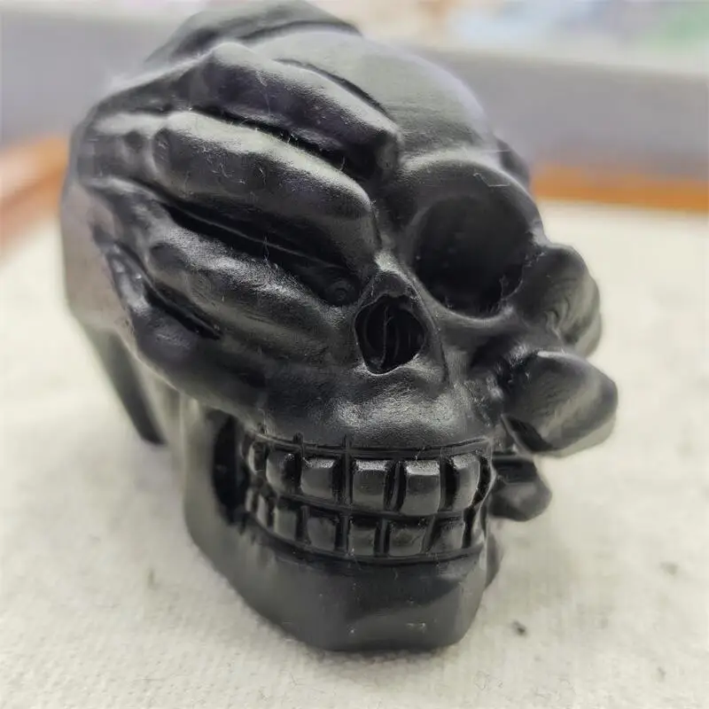 Natural Black Obsidian Devil's Claws Carving Ornaments Crystals  Healing Home Decoration Accessories Holiday Gift 1PCS