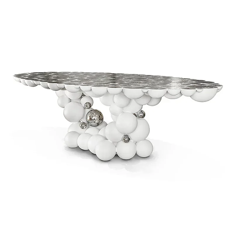 Stainless steel dining table household high-end irregular dining table