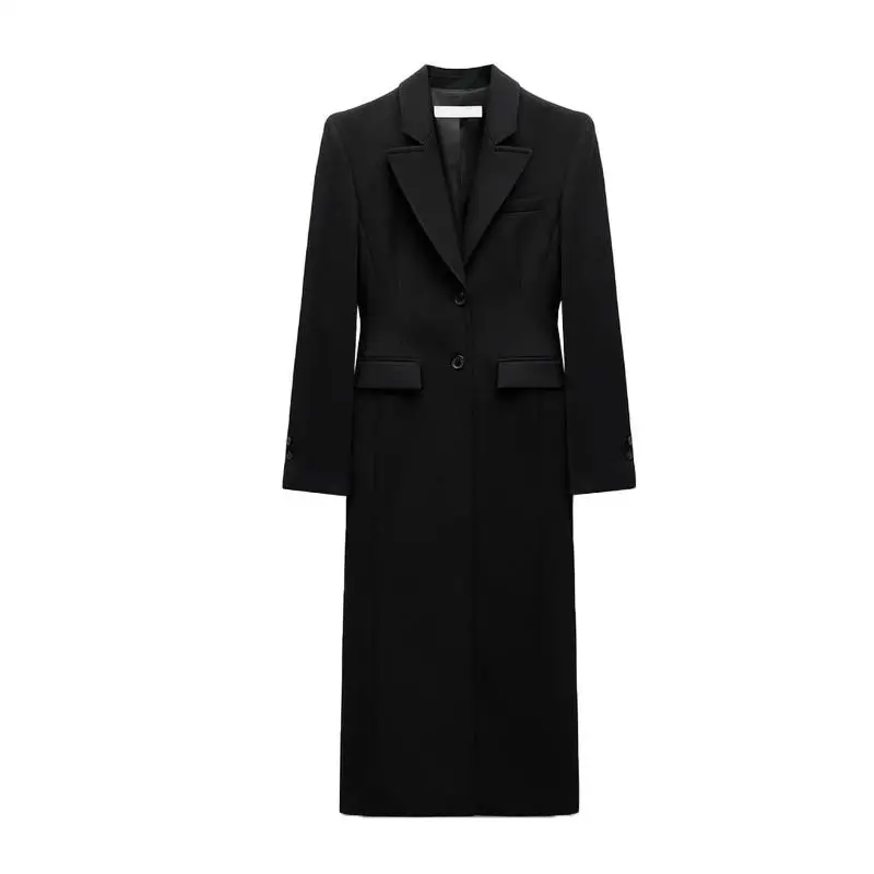 

Bla Slim Fit Long Sve Turn-down Collar Coat New Autumn Winter Women's Faion Outerwear Commute Sle Polyester Fiber
