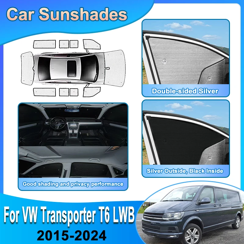 

For Volkswagen VW Transporter T6 Accessories 2015-2024 LWB Multivan Car Full Privacy Sunshade Window Sun Visor Cover Accessories