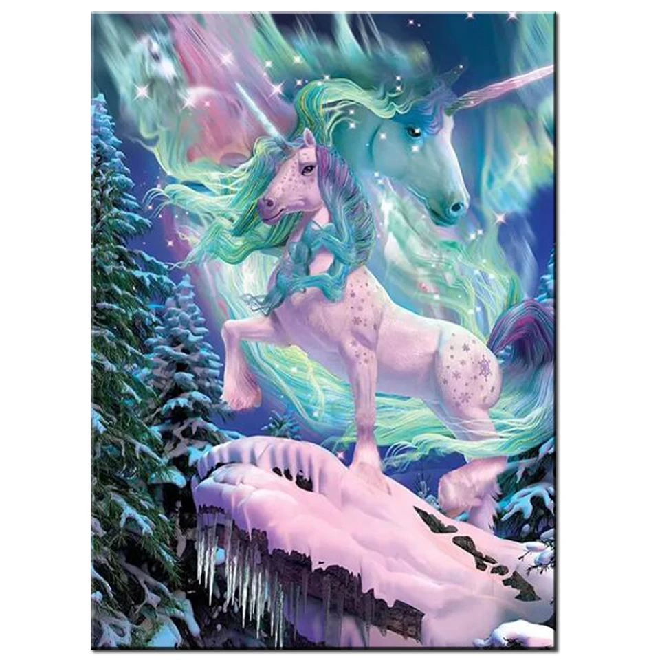 

5D DIY Diamond Painting Cartoon animals Full Square round Drill Magic Snow Unicorn Rhinestones Cross Stitch Mosaic Art D472