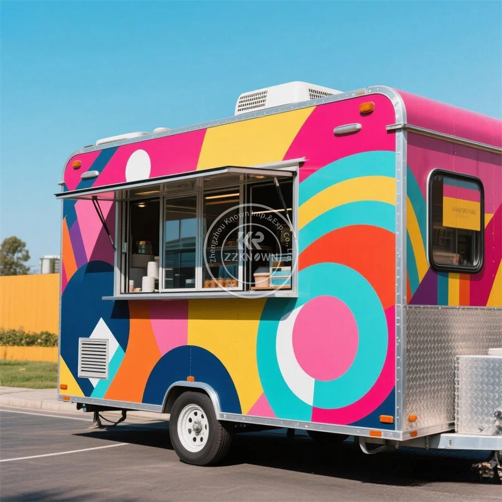 Commercial Catering Fast Food Truck Fully Equipped Ice Cream Pizza Cart Mobile Food Trailer With Full Kitchen