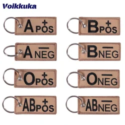 1 PC Wholesale 8 Kinds Blood Type Seal Keychain Both Sides Embroidery Car Motorcycle Key Accessories Backpack Pendant Chain