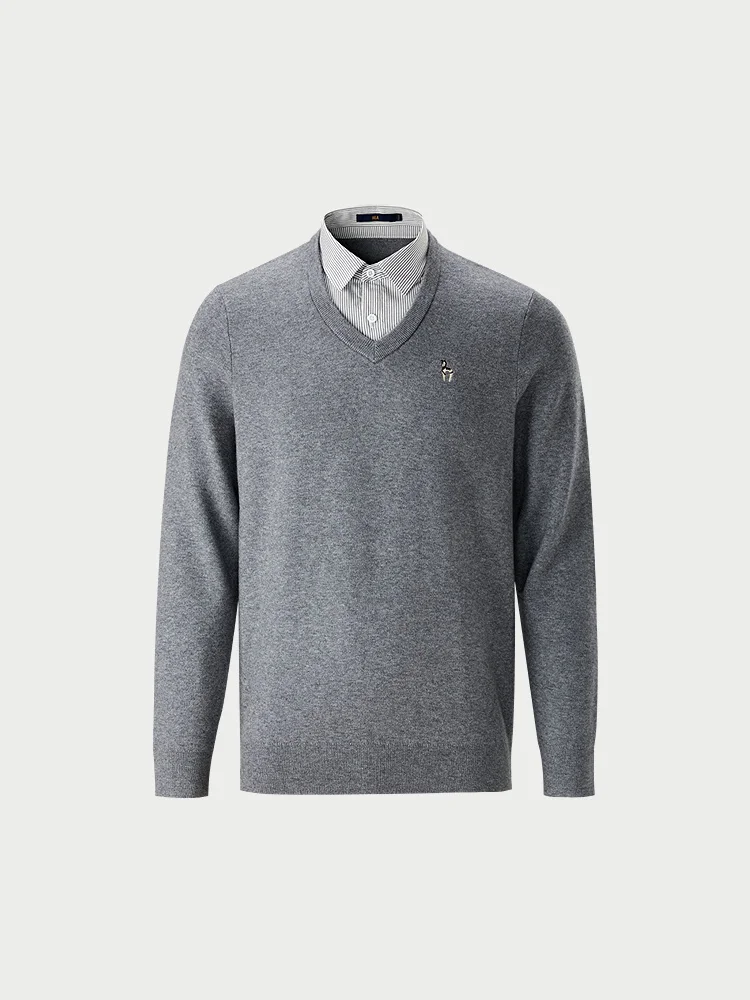 Men's Slim Fit Knitted Sweater Wool Blend Modal Fabric Casual Style Autumn New Arrival Two-Piece Set Comfortable Warmth