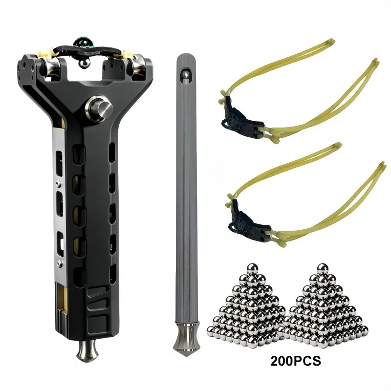 Slingshot with Auto Magazine Portable Outdoor Hunting Catapult with Replacement Bands Balls, Precision Shooting Sport Tool