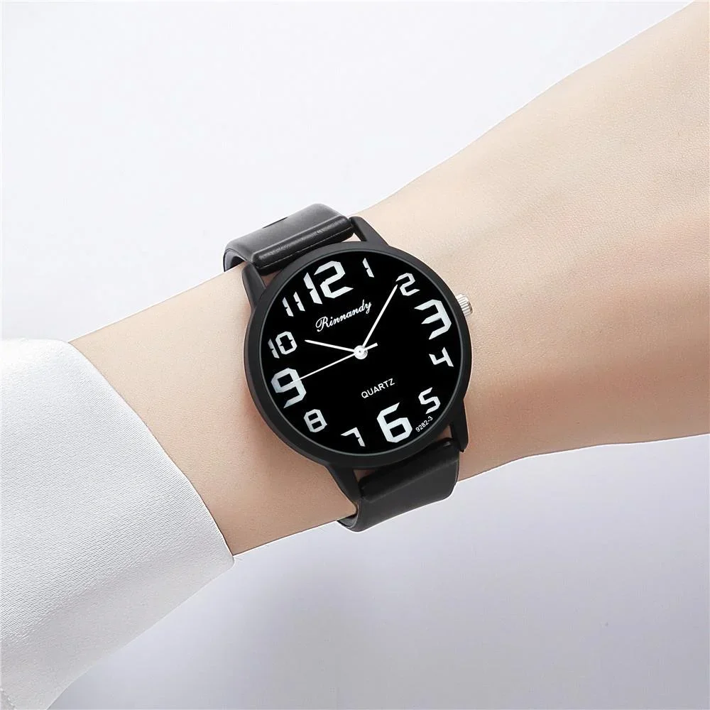 Women Fashion Silicone Watches Set Minimalist High Number  Qualities Big Dial Ladies Quartz Wristwatches With Casual Clock Gifts