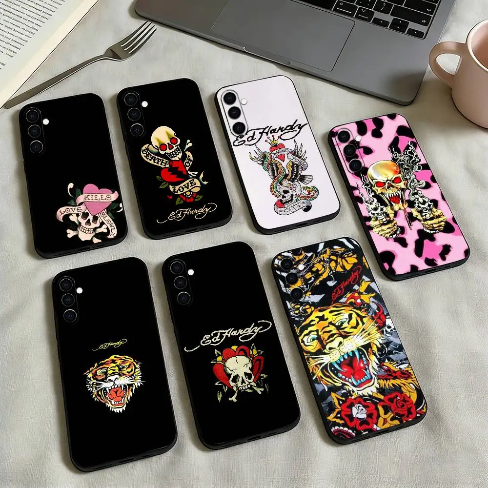 

c-Classic Ed Brands Hardy-y Phone Case Black Silicone Soft For Samsung Galaxy A73,A72,A71,A70,A53,A52,A51