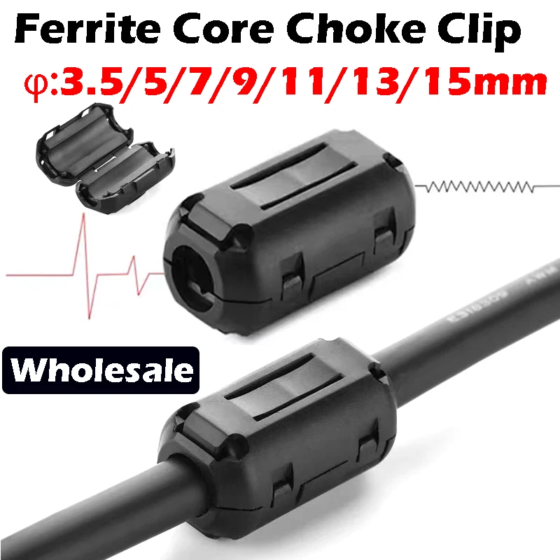 

Anti-interference Snap Ferrite Filter For Cable Ferrite Core Choke Clip EMC Inner Diameter 3.5/5/7/9/11/13MM Degaussing Filter