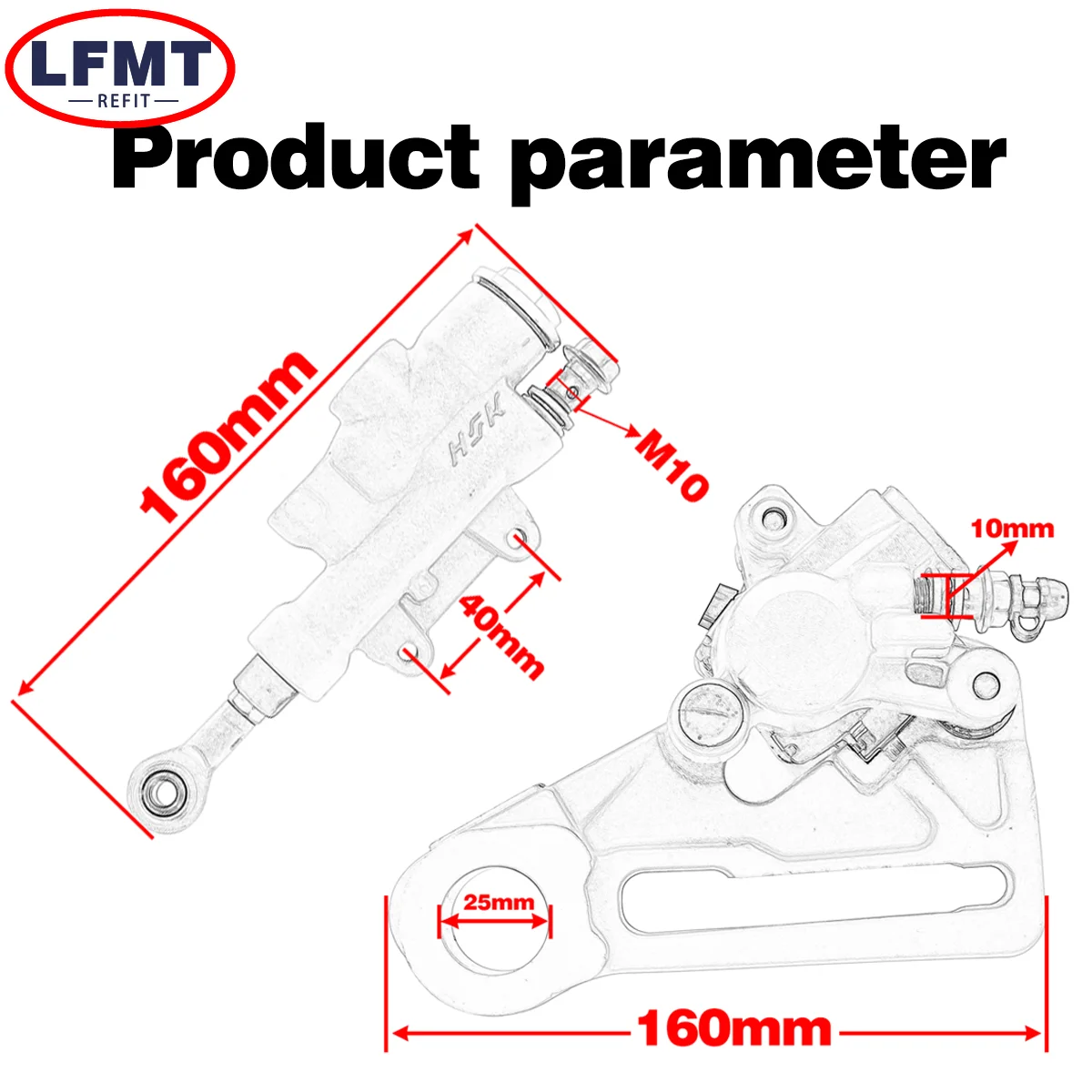 25cm Rear Brake Pump Assembly Brake Caliper For KTM EXC EXC-F SX SX-F XC XC-F XC-W TPI For Husqvarna TC FC TE FE TX FX 2004-2024
