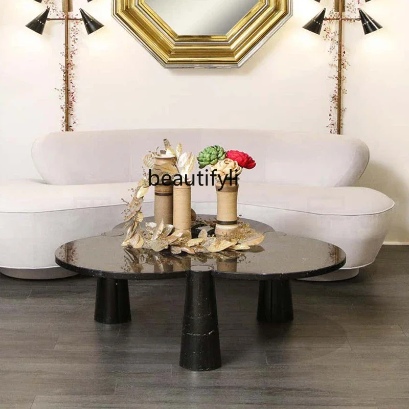 

1184Italian minimalist, natural marble coffee table, designer, living room household creative special-shaped small tea table