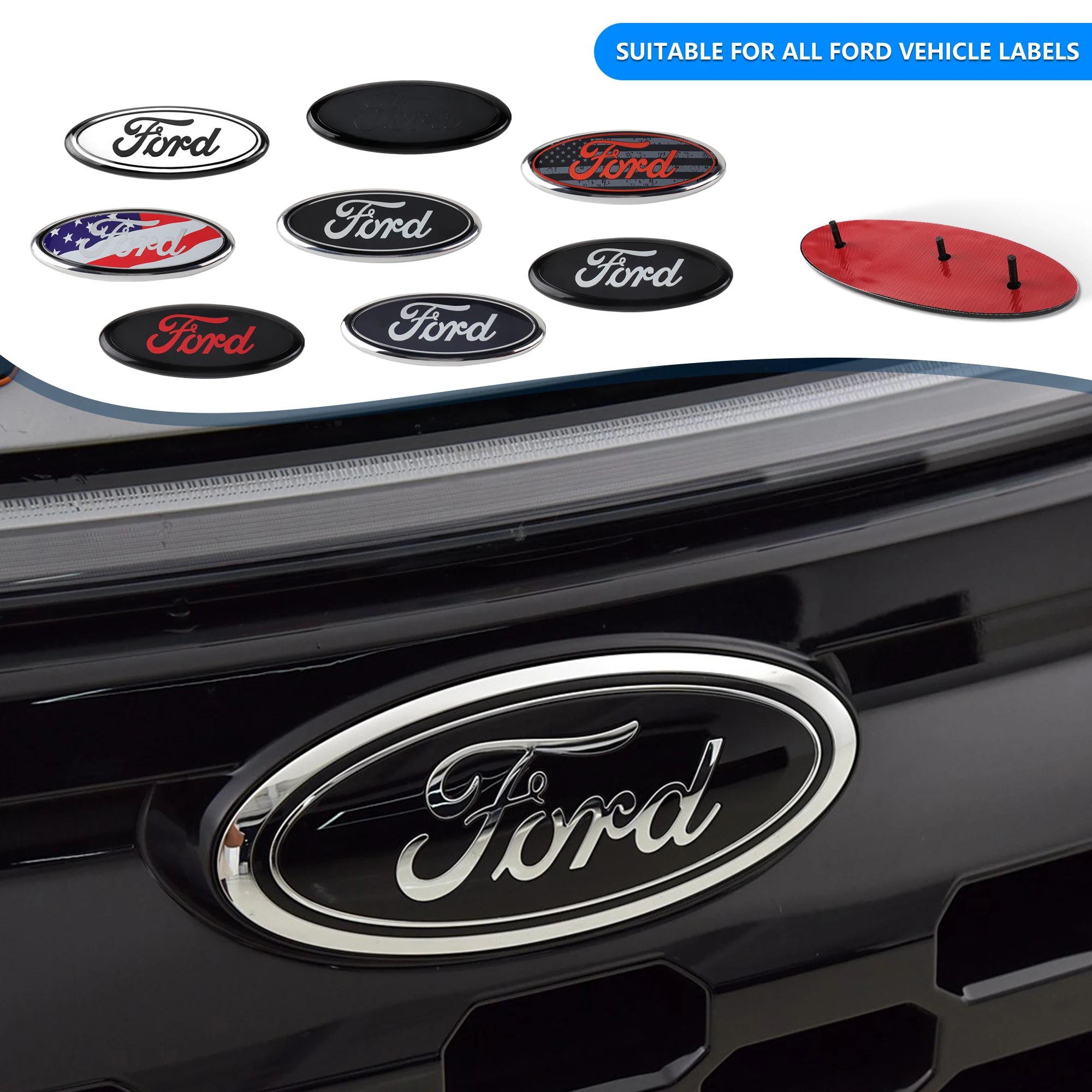 115/150/177/224mm Car Front Hood Emblem Center Cover For Ford Fiesta Range Focus Mondeo Transit Fusion Auto Rear Trunk Sticker